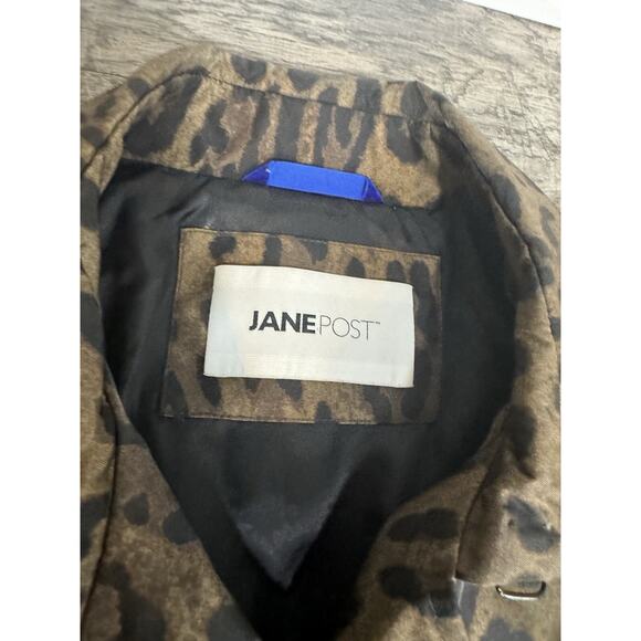 Jane Post Womens Long Leopard Print Belted Trench Coat Jacket Brown Size Small - Picture 11 of 16